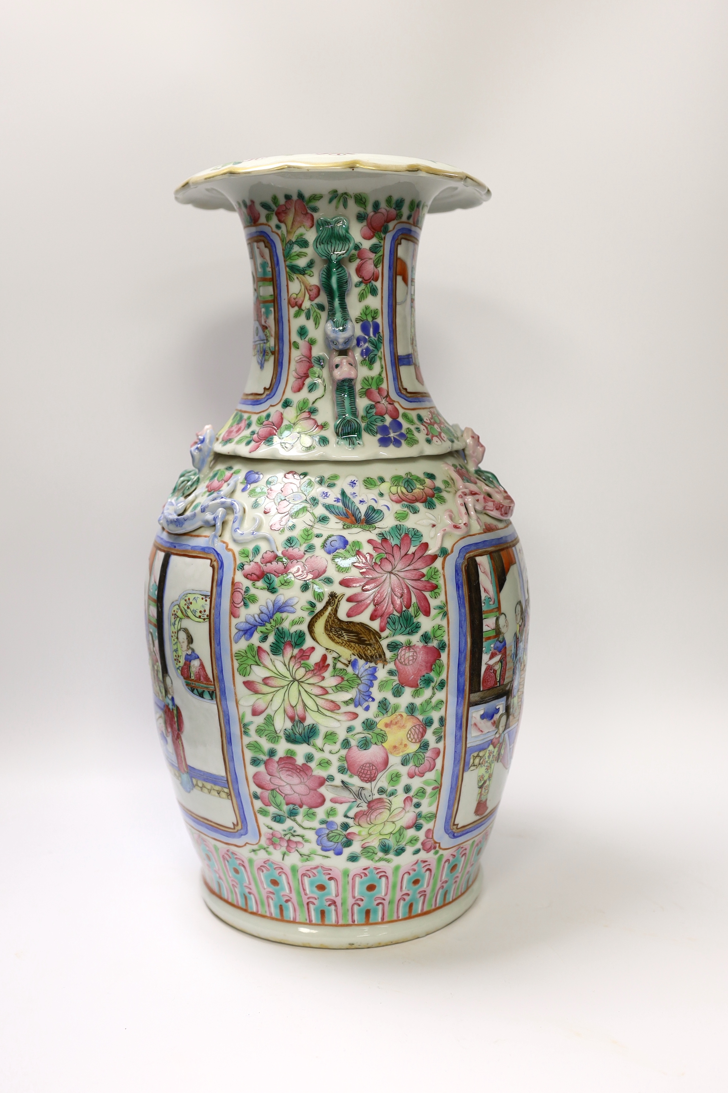 A 19th century Chinese famille rose baluster vase, 42cm